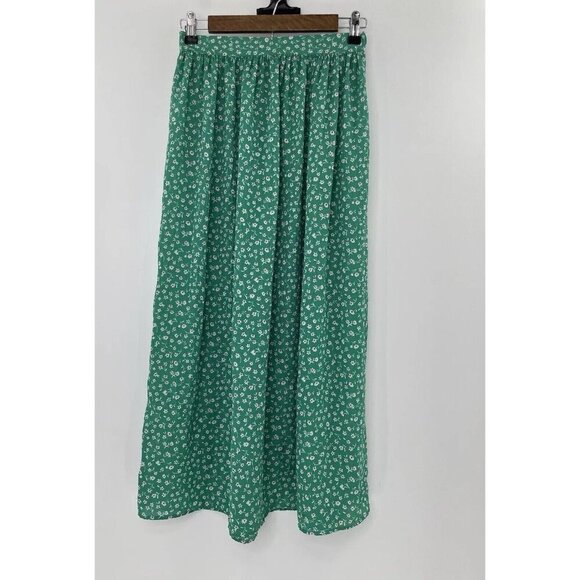 Zara Dresses & Skirts - ZARA Women’s‎ Green Microfloral Pull On Unlined Boho Cottagecore Maxi Skirt XS